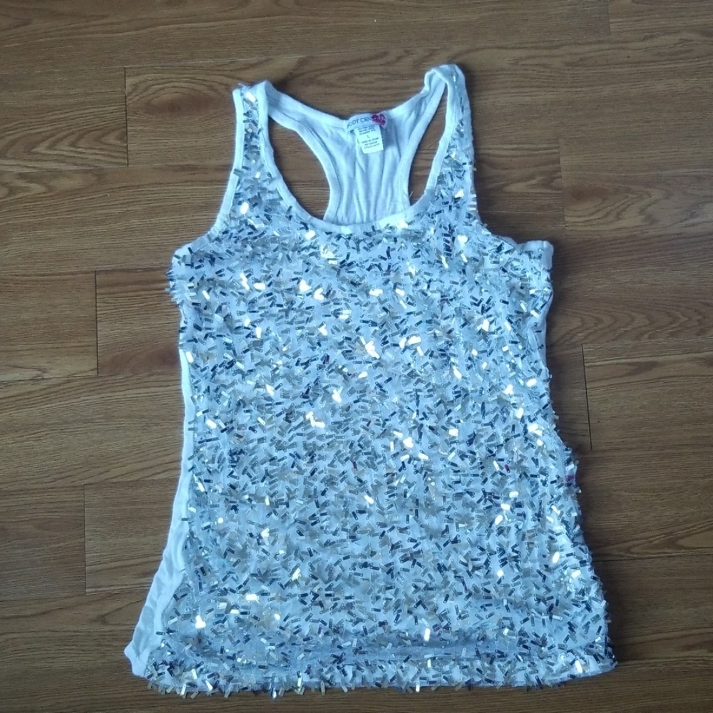 White tank top with silver sequins